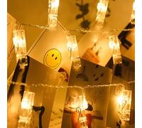 Guirlande photo 10M 100 LED avec 100 clips, guirlande lumineuse intérieure alimentée par batterie accroche photo mural avec pince porte photos à suspendre decoration pour chambre (Batterie non inclus)