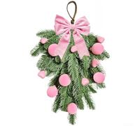 Guirlande Pleureuse Floquée avec 45cm pour déco Noël Guirlande | Texture pour velours douce, silhouette pleureuse élégante, perle et , pour idéal pour porte et mur(Cute Pink)