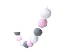 Guirlande Pompon Guirlande de Pompons 2 m for l'intérieur, en Feutrine Laine, à Faire soi-même for Une Chambre Fille. Décorations fête Artisanales(White Pink Grey)