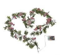 Guirlande pré-éclairée avec lumières LED, baies rouges et feuilles de houx, fonctionne à piles, pour intérieur ou extérieur, décorations de vacances sur cheminée, escaliers, cheminée (1 pièce)