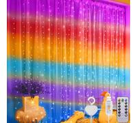 Guirlande Rideau Lumineux, 3m*3m 300 LED Rideau Lumineux USB 8 Modes d'Eclairage Dimmable avec Minuterie et Télécommande, Interieur et Exterieur Deco pour Patio, Fenêtre, Mariage, Noël (couleurs)