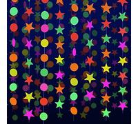 Guirlande Ronde en Papier néon UV pour décoration de fête phosphorescente - 27,4 m