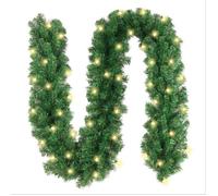 Guirlande Sapin Artificiel LED 2.7M Noël Décoration Intérieur Extérieur Vert Décorations de Noël pour Porte fenêtre-keeper