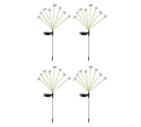 Guirlande solaire 32 LED en forme de champignon - Étanche - Décoration d'extérieur - Avec fil flexible imitant la luciole - Pour jardin et terrasse (8 lumières chaudes)