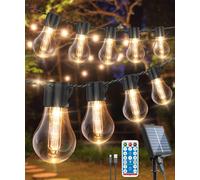 Guirlande solaire d'extérieur - 14 m - USB et guirlande solaire avec télécommande - Étanche IP65 - 30 DEL - Ampoules incassables pour tonnelle, terrasse, fête, mariage, décoration de mariage