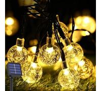 Guirlande Solaire Exterieur, 12M 100LED Boule Lumineuse, 8 Modes & IP65 Étanche Boule de Cristal Solaire, Guirlandes Guinguette Solaires Lumiere Extérieur pour Balcon, Cour, Jardin, Noël, Mariage,Fête