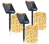 Guirlande Solaire Exterieur 16M 160LEDs 【Lot de 3】Étanche Blanc Chaud