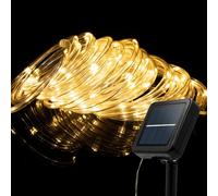 Guirlande Solaire Exterieur, Guirlande-tube Lumineuse Solaire, 10m 100LED, étanche pour extérieur, lumières pour mariage, fête et Noël (blanc chaud)