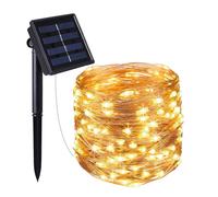 Guirlande solaire extérieur lumineuse jardin, terrasse - Ampoules LED 8 modes - 7 m - Blanc chaud - Linxor
