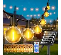 Guirlande Solaire Exterieur Lumineuse LED - 30M G40 Guirlande Guinguette Extérieur avec Télécommande IP44 Imperméable 8 Modes Guirlande Lumières Solaire Extérieur Terrasse Mariage Pergola Balcon Déco