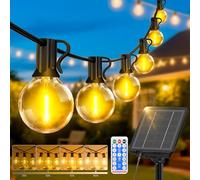 Guirlande Solaire Exterieur Lumineuse LED - 45M G40 Guirlande Guinguette Extérieur avec Télécommande IP44 Imperméable 8 Modes Guirlande Lumières Solaire Extérieur Terrasse Mariage Pergola Balcon Déco