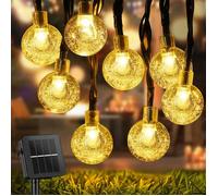 Guirlande solaire extérieure 9 m - 60 LED blanc chaud, IP65, panneau 2 m, 8 modes, auto ON/OFF