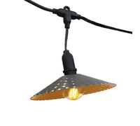 Guirlande solaire hybride LUMISKY MINI VINTY 10 abat-jour acier 6 m - LED filament blanc chaud, IP64