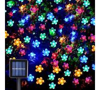 Guirlande Solaire LED Fleur de Pêcher, 12 M 100 LED 8 Modes Guirlande Lumineuse Fée Étanche pour Jardin, Patio, Arbre de Noël, Pelouse, Fête, Thanksgiving Décor