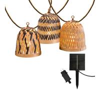 Lumisky Guirlande lumineuse extérieure LINA LIGHT HYBRID LED 10 abat-jours bambou 8m solaire/secteur