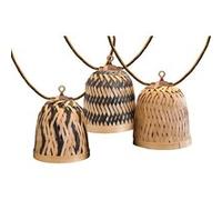 Guirlande lumineuse extérieur raccordable 10 abat-jour naturels en bambou LINA LIGHT HYBRID LED blanc chaud 8m solaire et sur secteur