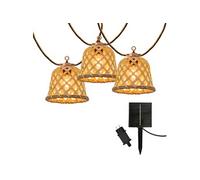 Guirlande lumineuse extérieur raccordable 10 abat-jour naturels en rotin MALY LIGHT HYBRID LED blanc chaud 8m solaire et sur secteur