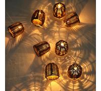 Guirlande lumineuse solaire 10 abat-jour poly rotin LED blanc chaud FORMENTERA 3.80m