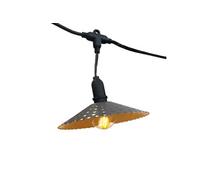 Guirlande lumineuse extérieur 10 abat-jour en acier style vintage MINI VINTY LIGHT HYBRID LED blanc chaud 6m solaire et sur secteur