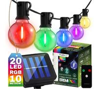 Guirlande solaire pour jardin, 20 ampoules LED d?coratives G50, 10,6 m, 3000 K R