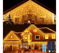 Guirlande Solaire SUAVER - Cascade Rideau Lumineux 10M 300 LED Étanche 8 Modes, Lumières de Noël Décoratives Pour Jardin, Patio, Fêtes (Blanc Chaud)
