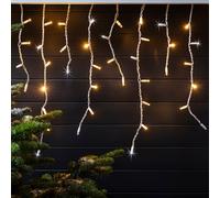 Guirlande Stalactite Pro Connect IP67, 20m 1000 LED Blanc Chaud Scintillante Câble Blanc Raccordable