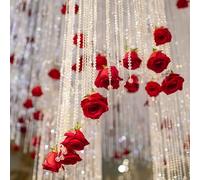Guirlande suspendue en cascade de roses rouges, décoration de fleurs de roses artificielles avec perles de cristal, convient pour la Saint-Valentin, la décoration de mariage, la douche nuptiale, la fê