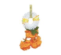 Guirlande thaïlandaise Fleurs artificielles - Offrande Fleurs Bouddha thaï, décoration Voiture autel Maison - Collier Fleurs Thailand 14 x 6,5 cm, Plusieurs Couleurs (Orange)