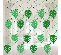 Guirlande Tourbillon Hawaïenne 16 Pièces Décoration Feuille de Palmier Suspendu Guirlande Tropicale Jungle Deco Été Feuille pour Les Anniversaires et Les Fêtes (B)