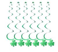 Guirlande Tourbillons Suspendus Trèfle Vert PVC 6 Pièces Saint-Patrick | Décoration Festive Réutilisable, Lot de 6, pour Fête ou Patio, Motif Shamrock Vert