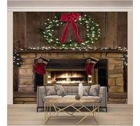 Guirlande Tridimensionnelle Simple En Bois De Cheminée 3D Papier Peint Luxe Décoration Manger Adulte Intérieure Salon Canapé Chambre Fond TV Mur-350cm×256cm