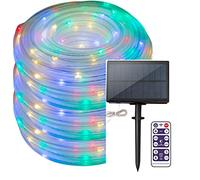 Guirlande Tube Lumineuse, 12m 100LED Guirlandes Lumineuses Solaires pour Cordes Guirlandes Lumineuses Solaires Extérieures avec Télécommande étanche pour le Jardin (Multicolore)