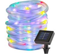 Guirlande Tube lumineux Led Guirlande Lumineuse LED RGB 12M 100 LEDs, IP55, Bleu Vert Rouge avec Panneau Solaire Lampe Ampoule