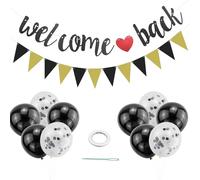 Guirlande Welcome Back,Noir Welcome Back Banderole，ballon de fête，décoration pour salle de ole, famille, fête