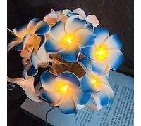 Guirlandes Artificielles de Plumeria, Mousse de Frangipanier 3M 20LED Guirlandes Lumineuses Oeuf Fleur a USB pour Chambre Mariage Maison Hawaïenne Plage Fête Cheveux Décor (Alimenté par USB, Bleu)