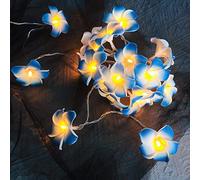 Guirlandes Artificielles de Plumeria, Mousse de Frangipanier 3M 20LED Guirlandes Lumineuses Oeuf Fleur pour Chambre Mariage Maison Hawaïenne Plage Fête Cheveux Décor (Alimenté par Pile, Bleu)