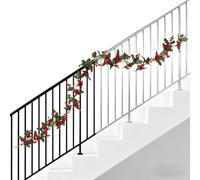 Guirlandes Baies Rouges 1,74 m Feuilles Artificielles Vertes, Ornements | Guirlande Décorative de Table Pour Fenêtre Porche Boîte aux Lettres Fête Bureaux Étagère Portail UN