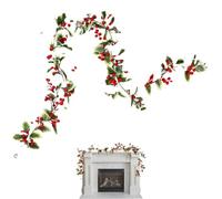 Guirlandes Baies Rouges 1,74 m Ornements à Feuilles Vertes Artificielles | Guirlande Décorative de Table Pour Fenêtre Porche Boîte aux Lettres Fête Bureaux Étagère Portail B
