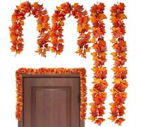 Guirlandes de feuilles d'érable, 4 pièces de guirlandes de décoration artificielle | Récolte Décoration d'ambiance vintage pour l'intérieur et l'extérieur Résistant aux intempéries Mur fenêtre Porte