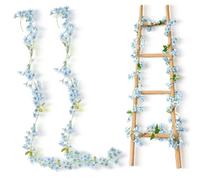 Guirlandes de Fleurs de Cerisier Artificielles,2 Pièces 1,8 Mètres Guirlande Fleurs Artificielles,120 Têtes Suspendre Fleurs Artificielles en Soie pour Maison,Jardin,Fête,Deco de Mariage(Bleu)