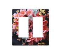 Guirlandes de jolies fleurs murales décoratives pour interrupteur 2 interrupteurs - Plaque d'interrupteur électrique en thermoplastique - Vis incluses