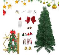 Guirlandes de Noël pour la porte d'entrée, arbre de Noël retourné - Guirlandes pour portes Guirlandes artificielles éclairées, Guirlande de porte d'entrée avec arbre retourné avec nœud et gnome, d