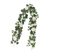 Guirlandes d'eucalyptus artificielles de 180 cm à suspendre, accessoire parfait pour le salon ou le bureau avec 60 têtes de fleurs d'eucalyptus réalistes