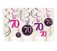 Guirlandes en spirale pour le 70e anniversaire d'Amscan (12 pièces) SG12717 (taille unique) (rose)