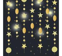 Guirlandes Étoile Papier 2 Pcs 4 m Or Party Decoration Circle Dot Garland Kit Hanging Ornaments Guirlande Papier Rond pour Mariage, Fête, Anniversaire, Baby Shower