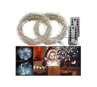 Lunartec Lot de 2 guirlandes LED USB 10 m avec télécommande - Lumière blanche naturelle