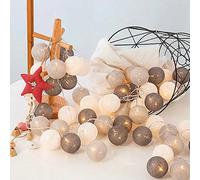 Elinkume LED Guirlande Lumineuse, 3,3M LED Guirlande LED à Pile, 20 Boules de Coton Gris Mélangé, Idéal pour la Décoration Lntérieure et extérieure, chambre à coucher, événement de fête, fête