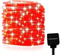 Guirlandes Lumineuses De Corde Solaire, 7m 50led Corde Guirlande Lumineuse Lumières Solaires Extérieures avec 8 Modes étanches pour Le Jardin, Red
