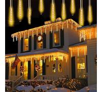 Guirlandes lumineuses de Noël, 4M Led décorations lumineuses de Noël blanc chaud, pluie de météores lumières fête mariage jardin décoration