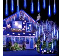Guirlandes lumineuses de Noël, 4M Led décorations lumineuses de Noël bleu, pluie de météores lumières fête mariage jardin décoration